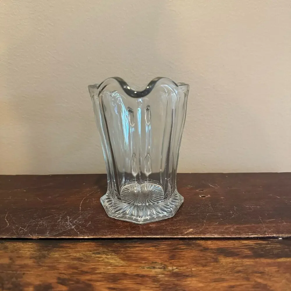 Bryce Vintage Pressed Glass faceted‎ Paneled small pitcher creamer & handle